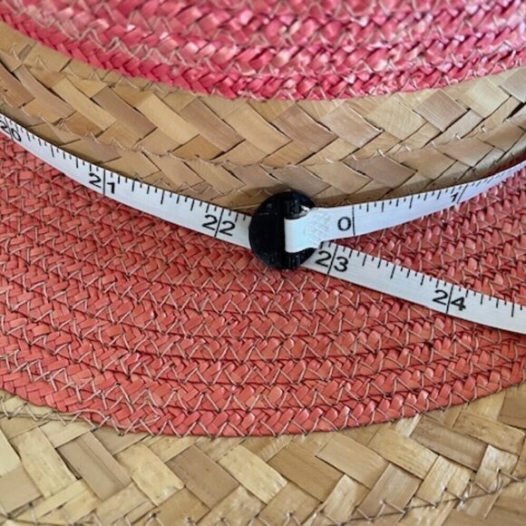 FRANCESCO BING Woven Straw Pink Tan Italian Hat Vintage display picture 1